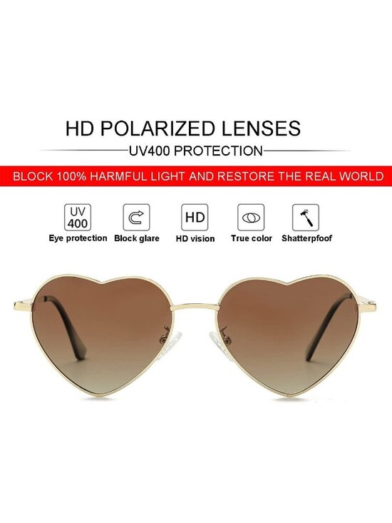 Chic Polarized Heart Sunglasses for Women | Stylish Metal Frame & UV400 main image 4
